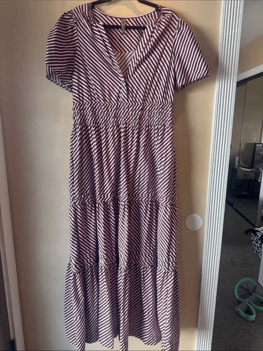 Anthropologie Somerset Maxi Dress - Burgundy and light pink